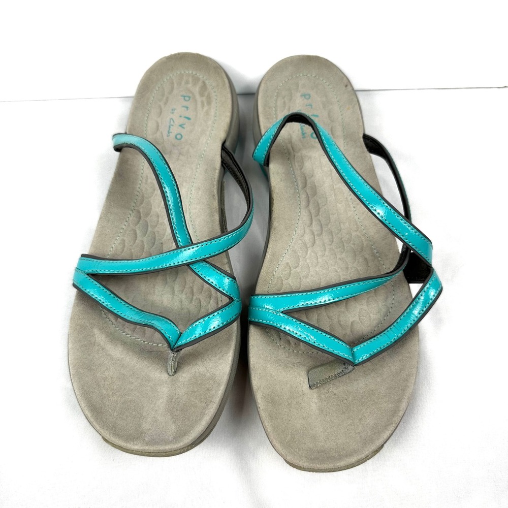 Privo by Clarks Strappy Comfort Sport Thong Sandals Women 9.5 Turquoise